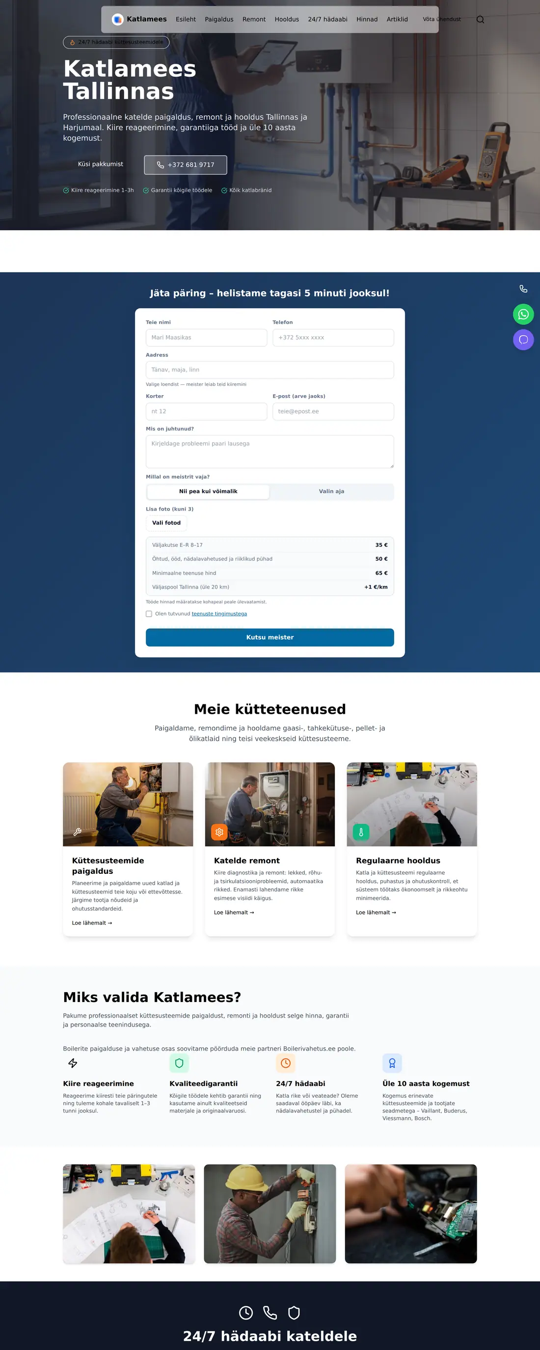 katlamees.ee — Service på vandvarmere (privatkunder)